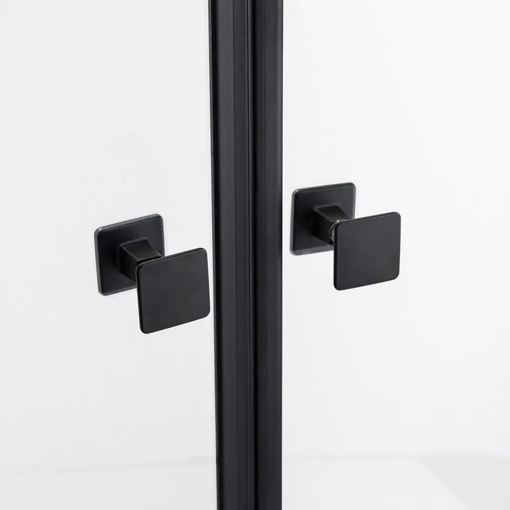 Stuxi Roma Black 90x110 aszimmetrikus kétszárnyú nyílóajtós zuhanykabin 6 mm vízlepergető biztonsági üveggel, matt fekete