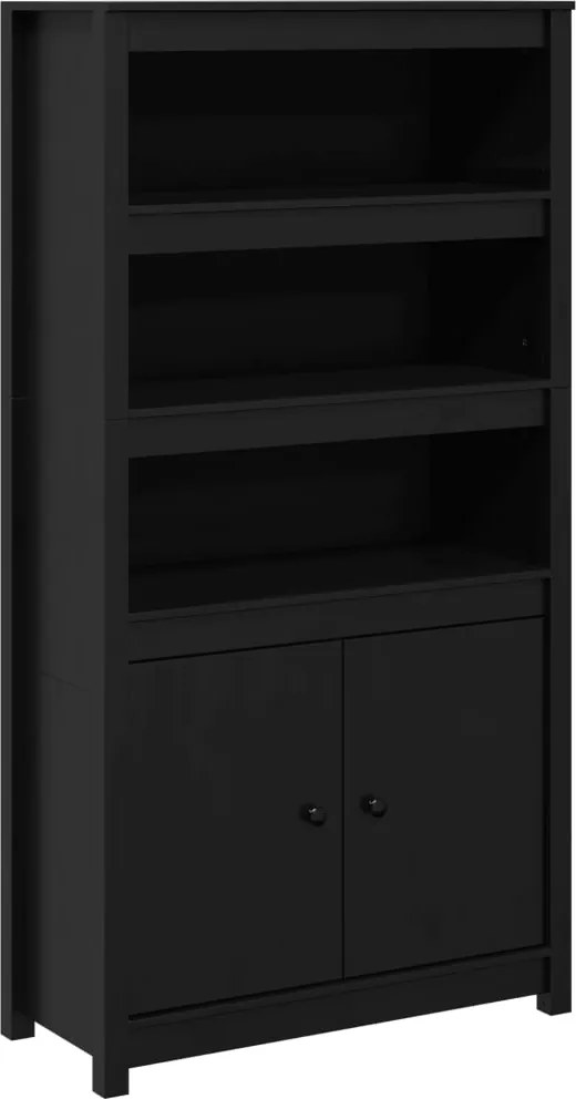 vidaXL fekete tömör fenyőfa magasszekrény 80 x 35 x 154 cm
