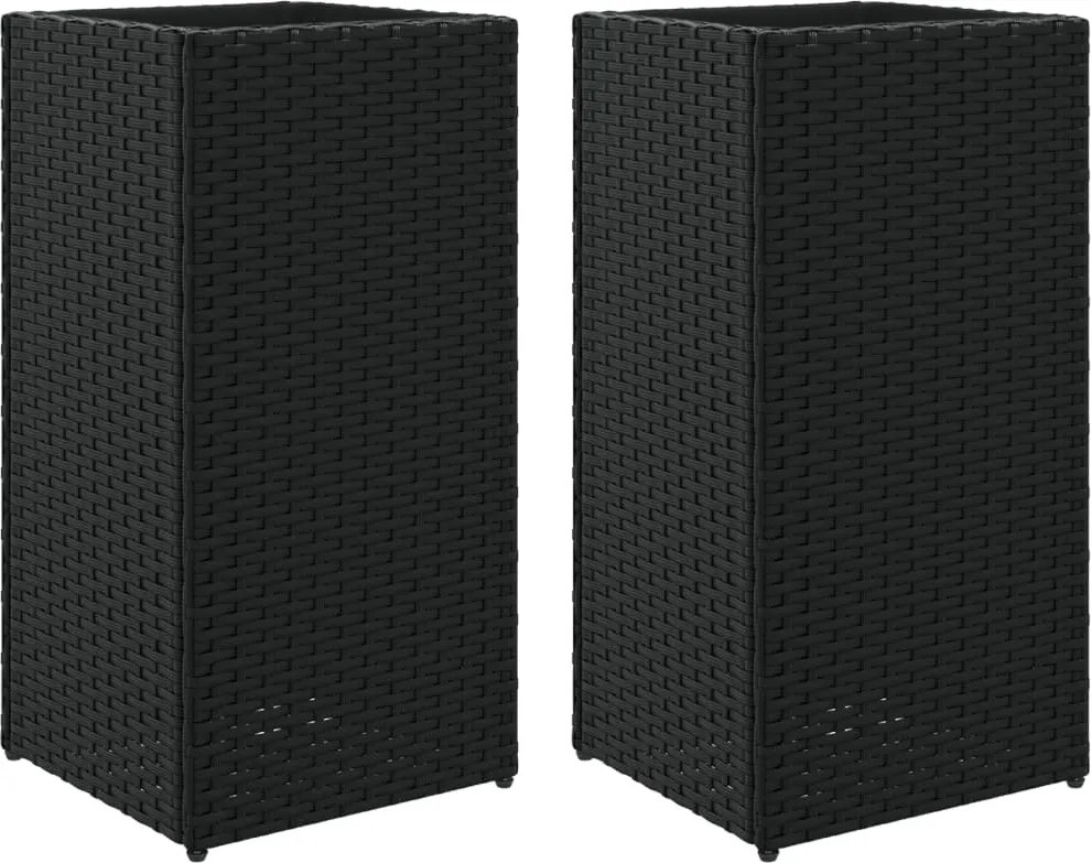 vidaXL 2 db fekete polyrattan kerti ültetőláda 30x30x60 cm