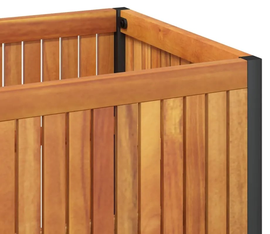 vidaXL tömör akácfa és acél kerti virágtartó 110 x 45 x 44 cm