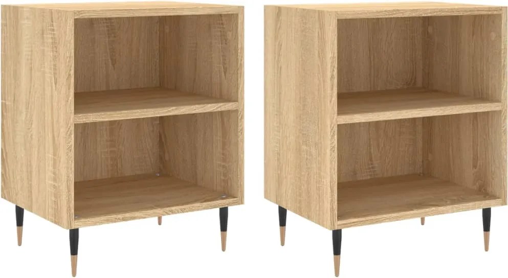 vidaXL 2 db sonoma tölgy színű szerelt fa éjjeliszekrény 40x30x50 cm