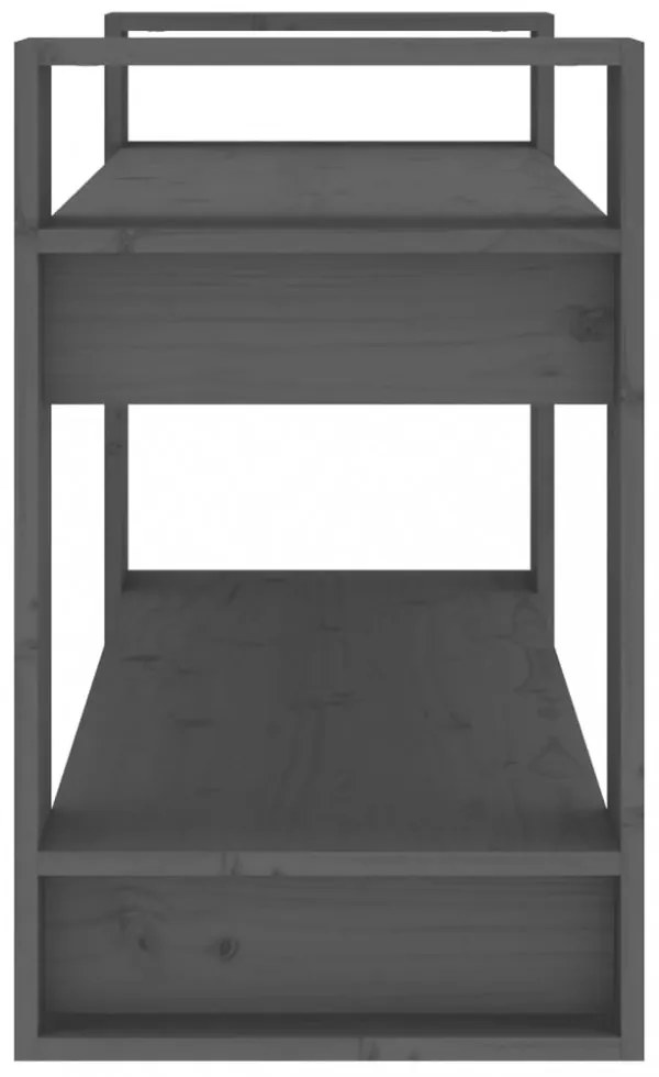 szürke tömör fenyőfa könyvszekrény/térelválasztó 80x35x56,5 cm