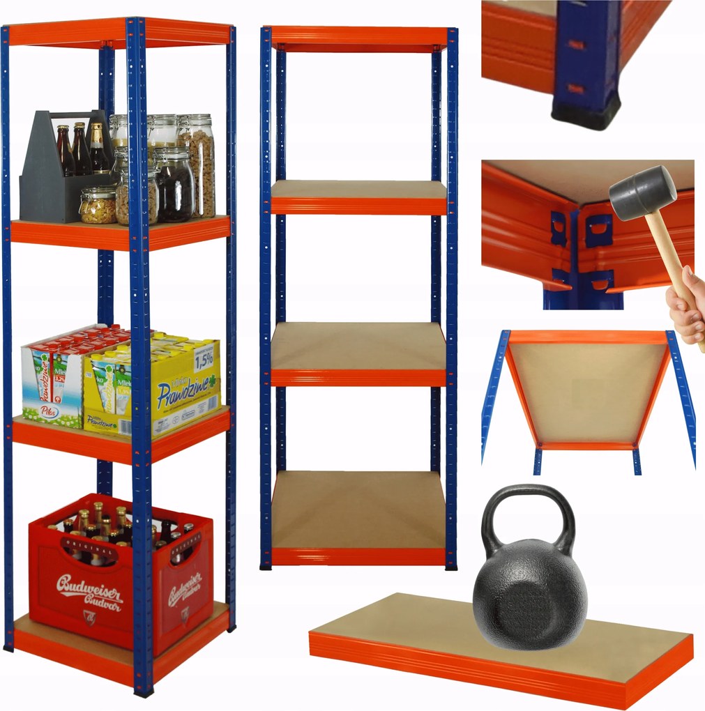 Fém tároló állvány garázs állvány Helios 180x45x45cm 4Px175kg