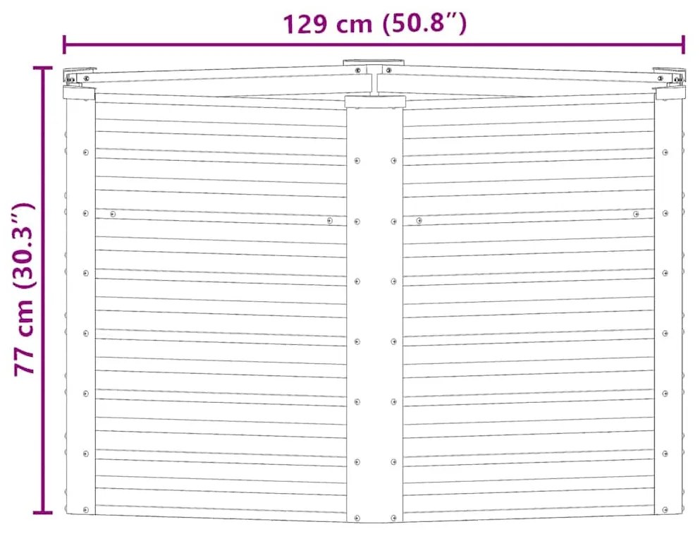 antracitszürke horganyzott acél kerti magaságyás 129x129x77 cm