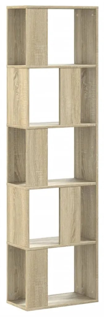5 szintes sonoma tölgy szerelt fa könyvespolc 45x23,5x162,5 cm