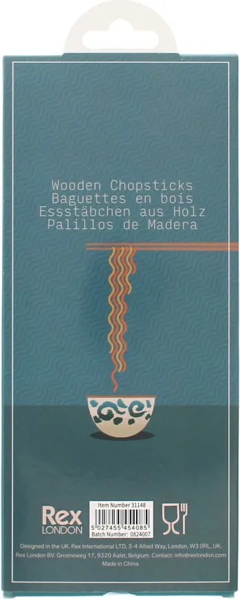 Natúr színű fa evőpálcika szett 5 db-os Delicate – Rex London