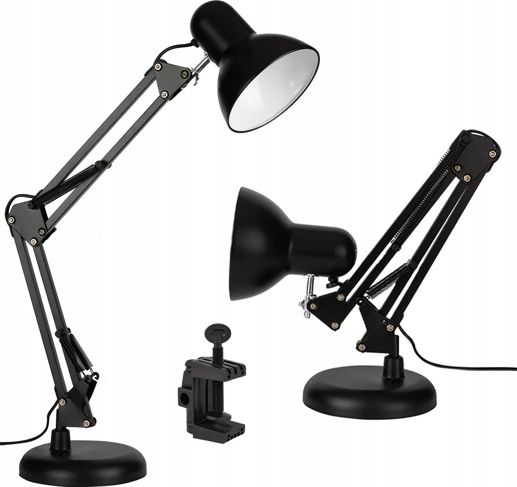 Iskolai Asztali Olvasólámpa Éjjeli Rajzoló Fekete Led E27 Fogantyú