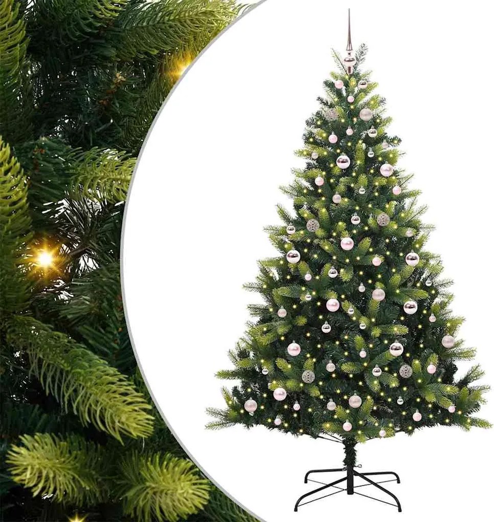 vidaXL Mesterséges Hajlított Karácsonyfa 300 LED-del Zöld 210 cm