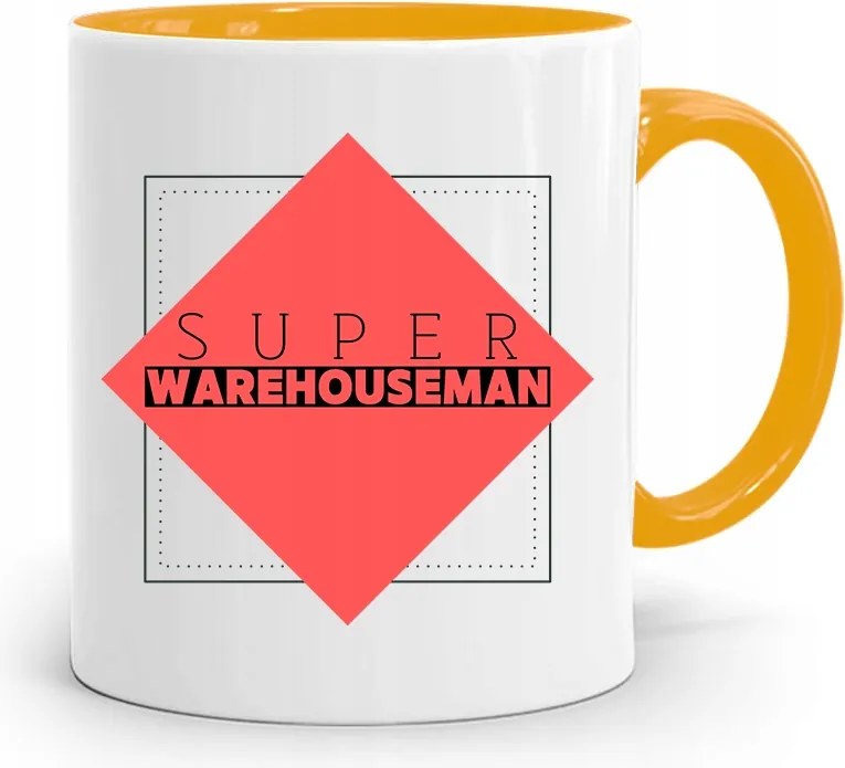 Sárga Bögre Raktárosnak Warehouseman fényképes nyomattal