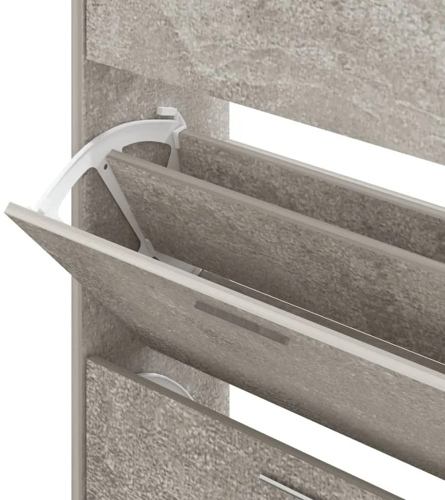 betonszürke szerelt fa cipőszekrény 63x24x103 cm