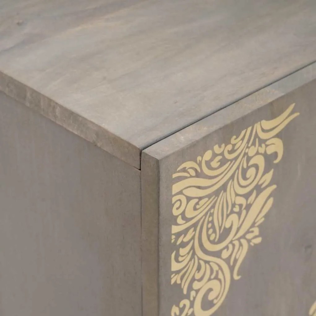 Széf polcokkal Szürke és Arany 60 x 33 x 75 cm Tömör mangófa