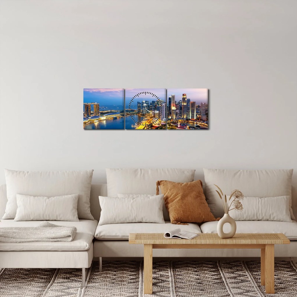 Kép - Szingapúr, Ázsia (órával) (90x30 cm)
