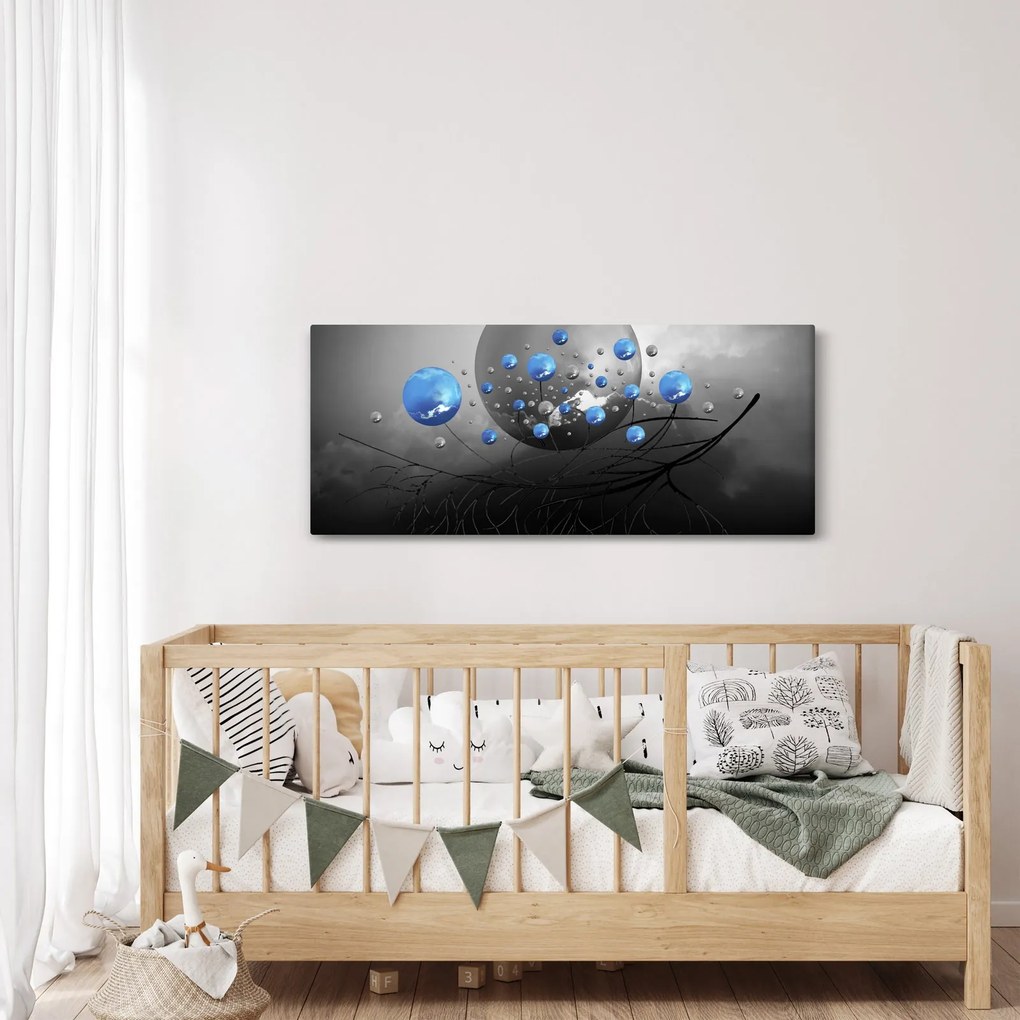 Kék absztrakt gömbök képe (120x50 cm)