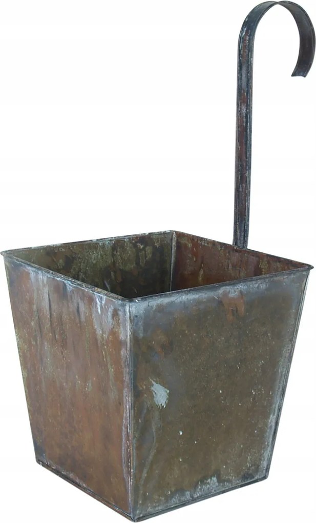 Amos Függő kaspó erkélyre, korlátokra 14 x 15,5 x 15,5cm réz-antik