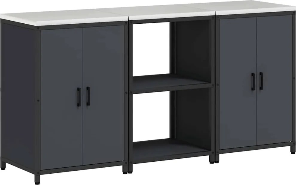 vidaXL Konyhai Tároló Készlet 3 pcs Antracit Hidegen hengerelt acél