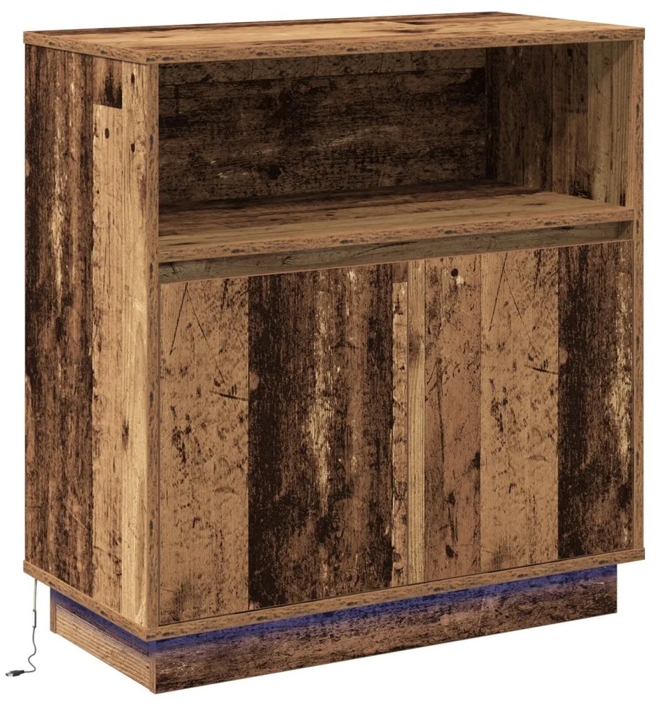 LED-es oldalszekrény Régi fa 71x34,5x75 cm Műszaki fa