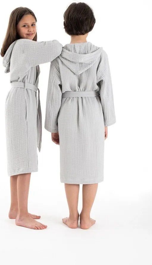 Szürke muszlin gyerek fürdőköpeny 5-6 év Muslin – Foutastic