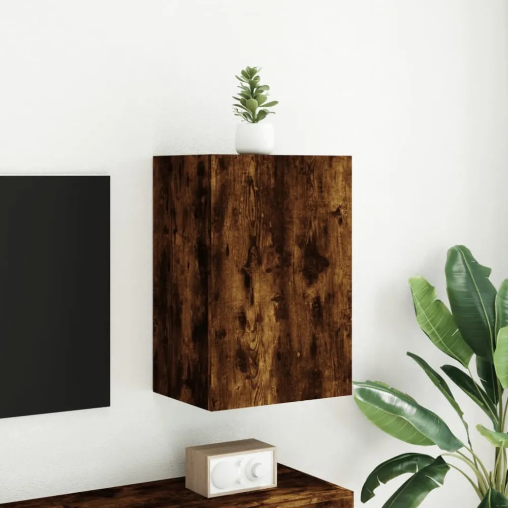 füstös tölgy színű szerelt fa fali TV-szekrény 40,5x30x60 cm