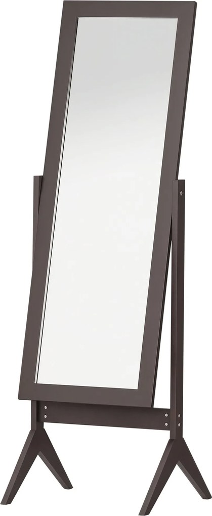 HOMCOM Álló Tükör Teljes Hosszúságú Tükör Smink Tükör Emelt Lábakkal Könnyen Tisztítható MDF Kávé 47 x 46 x 148 cm | Aosom
