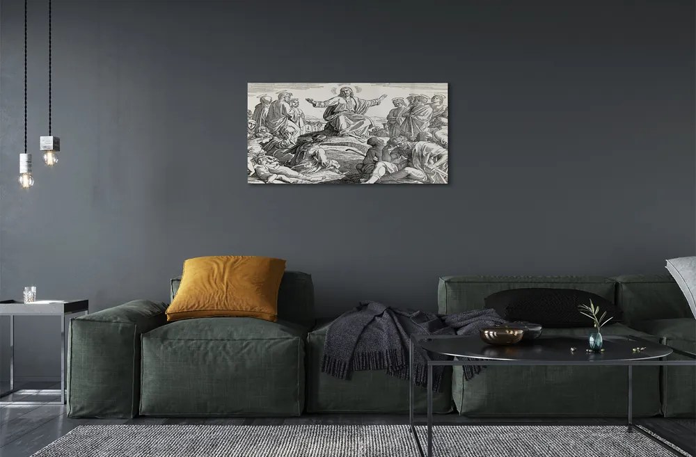 Akrilkép Jézus rajz emberek 100x50 cm