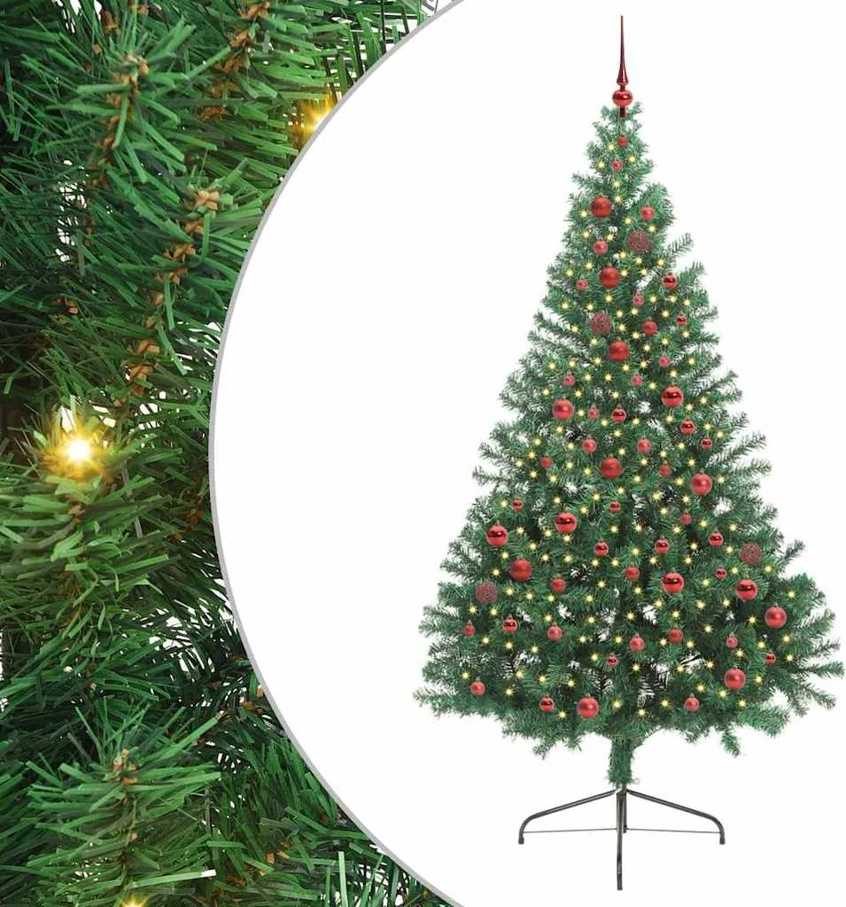 vidaXL Mesterséges, előre világított karácsonyi fa Zöld 210 cm PVC
