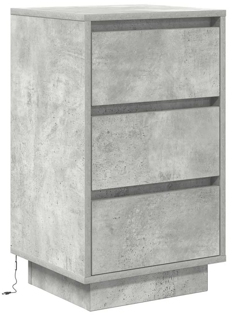 Betonszürke éjjeliszekrény LED-világítással 38x34x65 cm