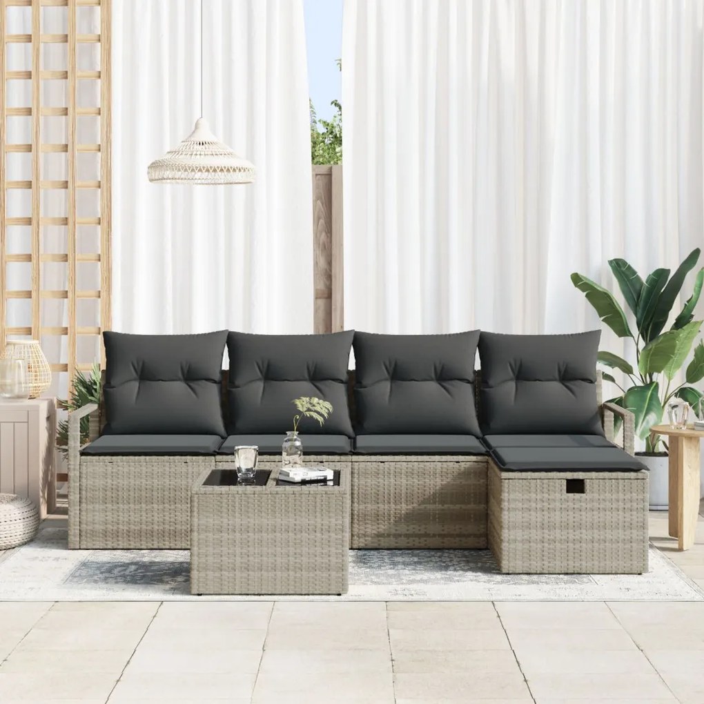 Kerti Kanapé Szett 6 pcs Világosszürke 230 x 117 x 85 cm