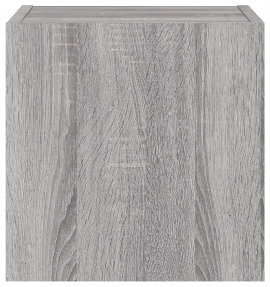 2 db szürke sonoma fali TV-szekrény LED-ekkel 30,5x35x30 cm