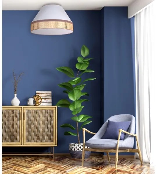 Duolla - Mennyezeti lámpa AVIGNON 1xE27/15W/230V á. 50 cm fehér/rattan