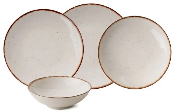 24 darabos bézs/barna porcelán étkészlet