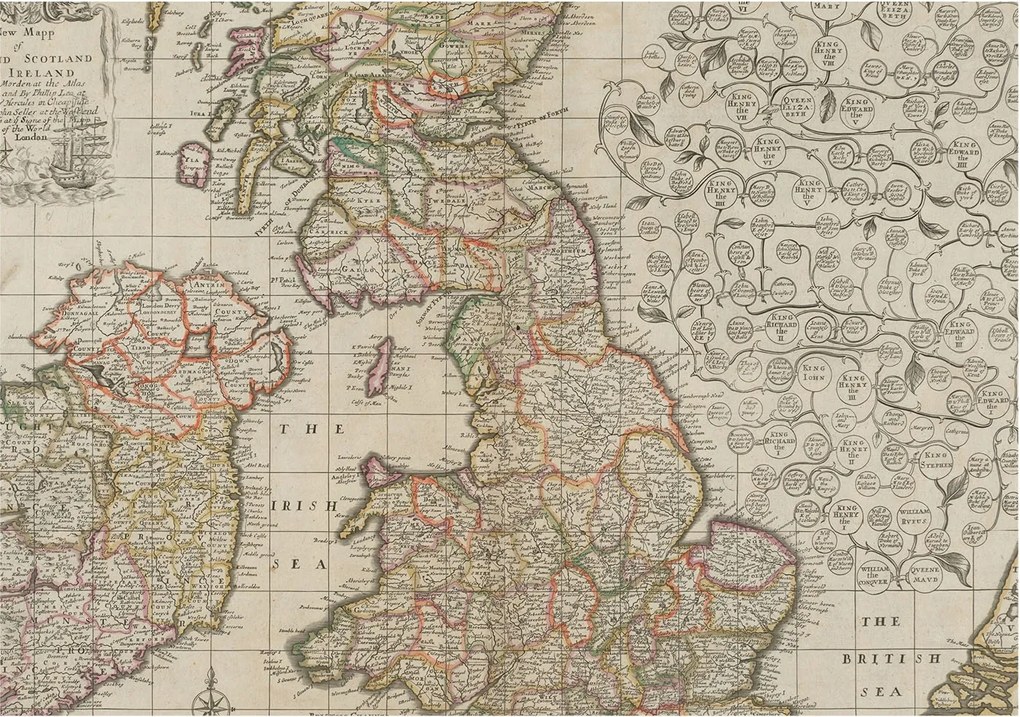 Flizelin tapéta Divatos 3D fali ragasztóval Antik térkép 208x146 Ragasztó