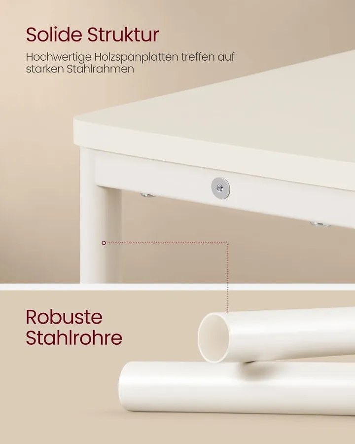 Keskeny oldal asztal töltő funkcióval 3 polcos,18 × 45 × 58 cm Krém fehér