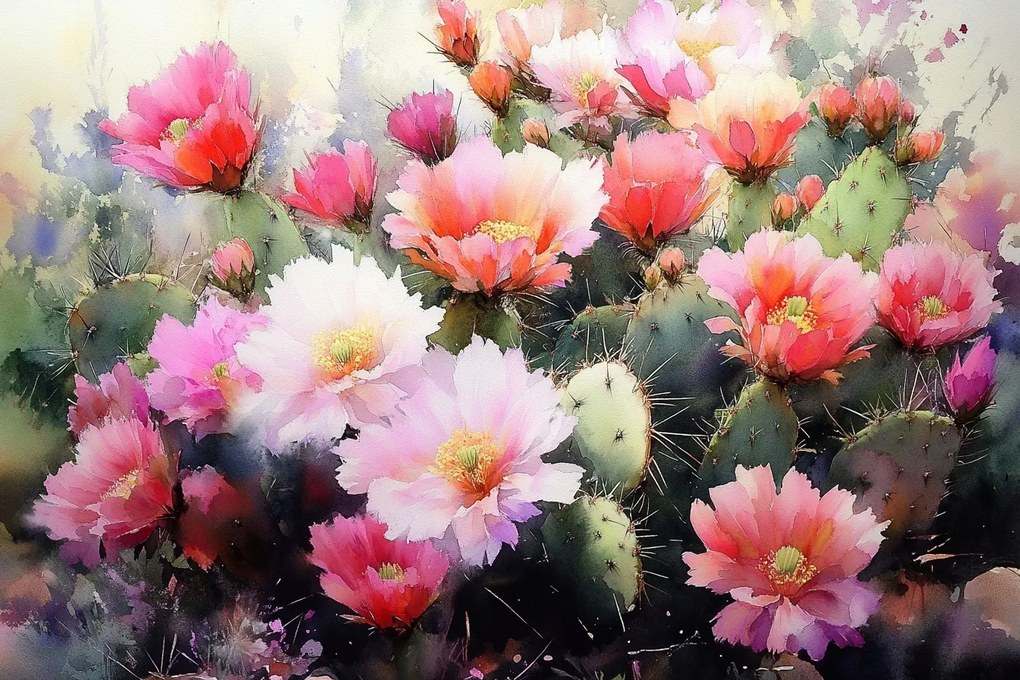 Vászonkép Canvas Természet Növény Amerika Kaktusz Fügekaktusz Virágok 120x80