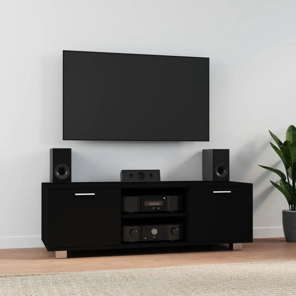 fekete szerelt fa TV-szekrény 120 x 40,5 x 35 cm