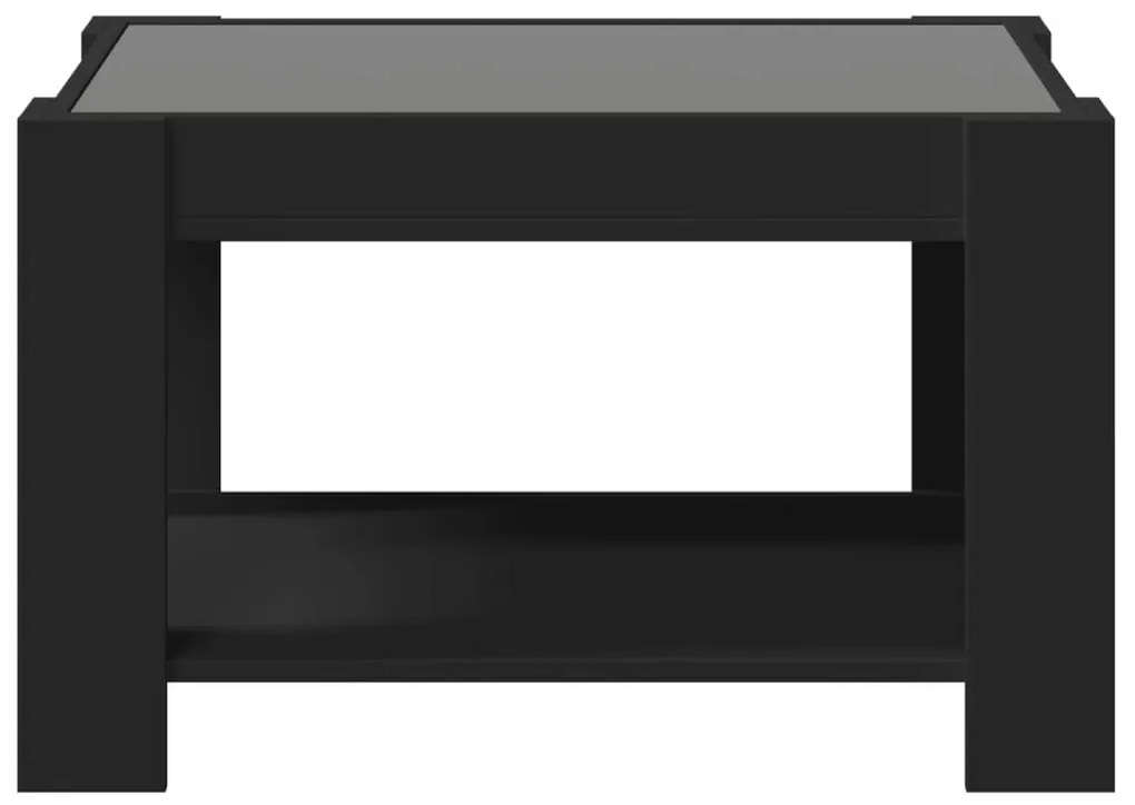 fekete szerelt fa dohányzóasztal LED-del 73 x 53 x 45 cm