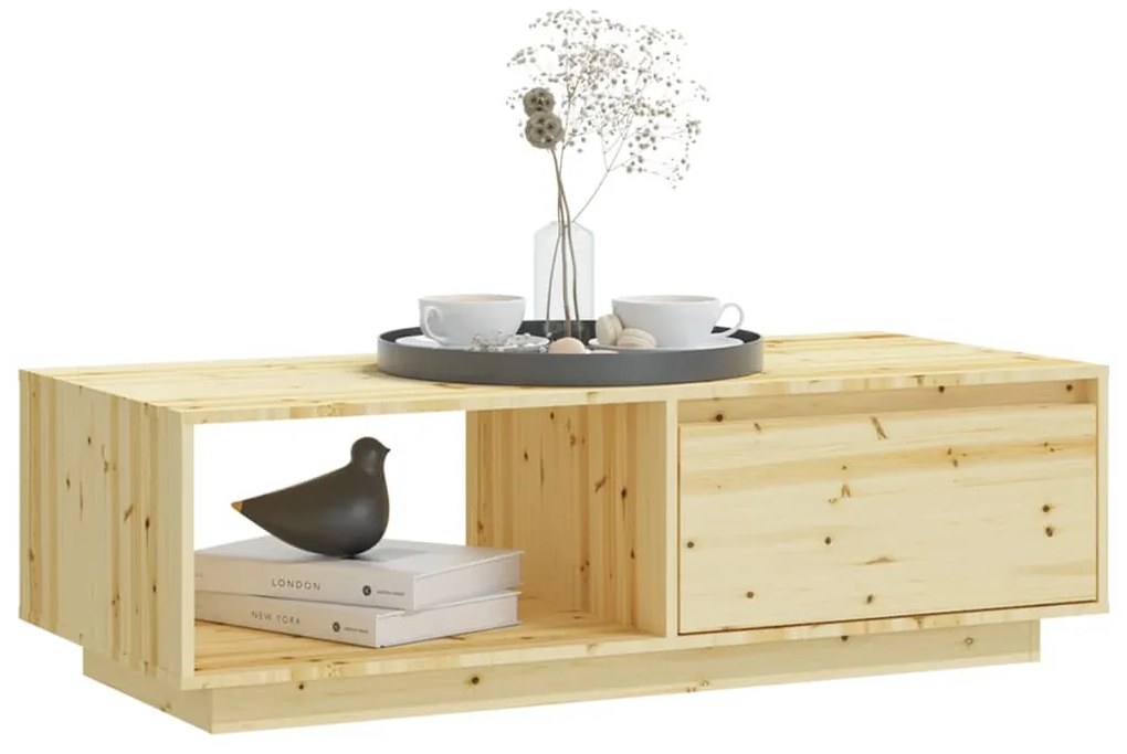 Tömör fenyőfa dohányzóasztal 110 x 50 x 33,5 cm