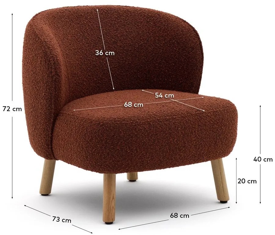 Terrakotta színű buklé fotel Ulit – Kave Home
