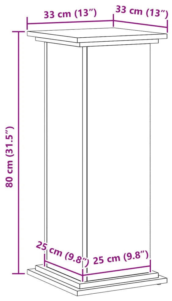 Növényállvány Musta tammi 33 x 33 x 80 cm Faanyag