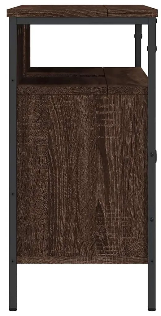 barna tölgy szerelt fa fürdőszobai mosdószekrény 80x30x60 cm