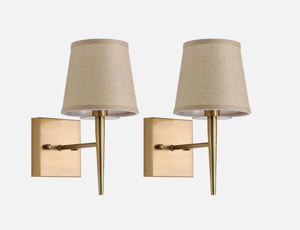 2 db-os fali lámpa szett Arany lámpaernyő szövet E14 Retro Loft Mid-Century