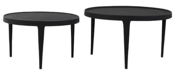Fekete kerek dohányzóasztal szett 2 db-os ø 75 cm Tobias – Light & Living