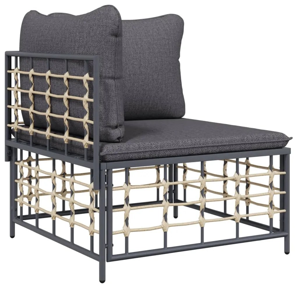 4 részes antracitszürke polyrattan kerti ülőgarnitúra párnákkal