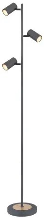 Globo 57910SG Állólámpa fém grafit, fém fa megjelenés, fém grafit, HxSzxM: 250x230x1540mm, kábelhossz 1800mm, 3x GU10 LED 5W 230V fényforrás nélkül szállítva
