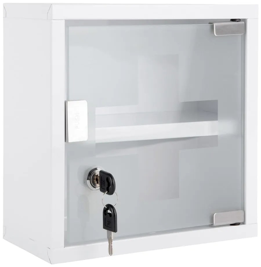 Fehér fém fali gyógyszeres szekrény 12x25 cm – PT LIVING