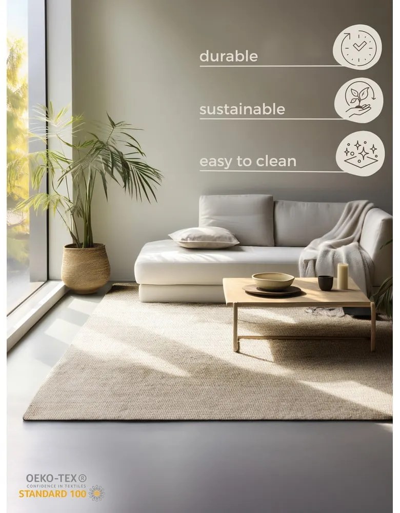 Krémszínű juta szőnyeg 120x170 cm Bouclé – Hanse Home