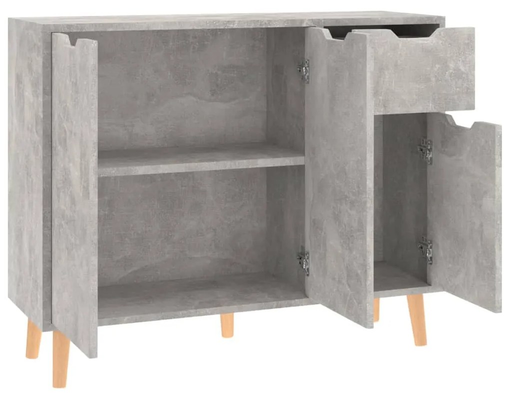 betonszürke szerelt fa tálalószekrény 90 x 30 x 72 cm