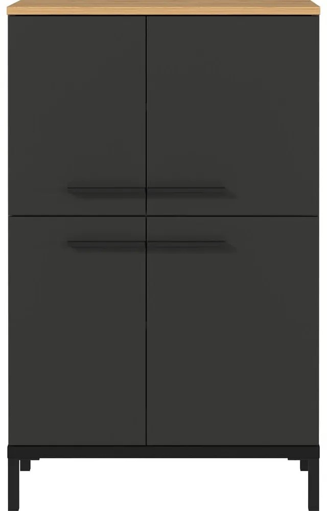 Sötétszürke magas fürdőszoba szekrény tölgyfa dekorral 60x97 cm Yonkers - Germania