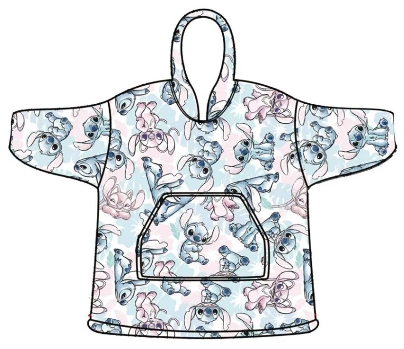 Disney Lilo és Stitch, A csillagkutya Angel belebújós plüss polár takaró, poncsó 7-14 év