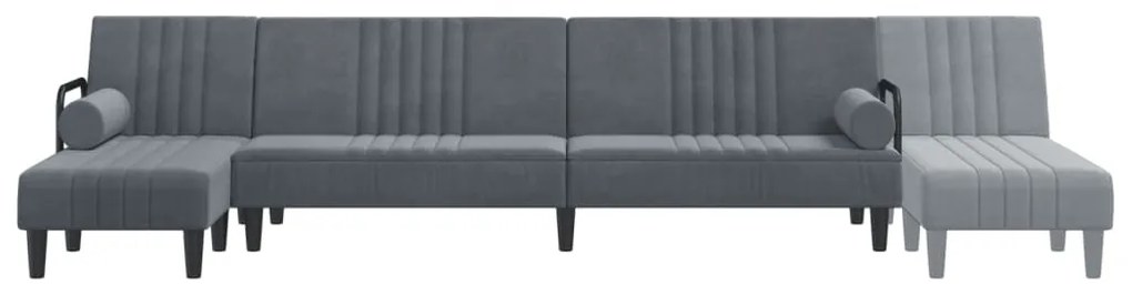 vidaXL sötétszürke L-alakú bársony kanapéágy 260x140x70 cm