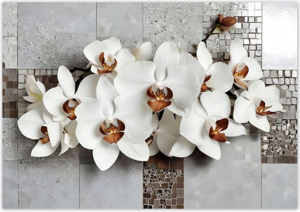Fotótapéták 312x219 Fehér orchideák és mozaik